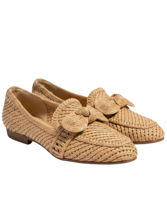 Charles David Shoes - Charles David Woven Raffia Bow Loafers, 9.5, Pointed Toe Slip On Resort Chic